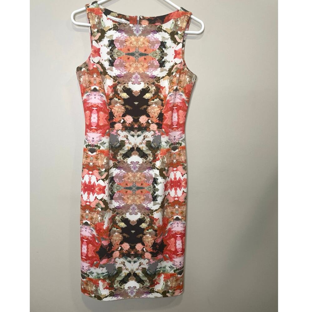 Maggy London Sleeveless Sheath Vibrant Artsy Dress Womens Size 4